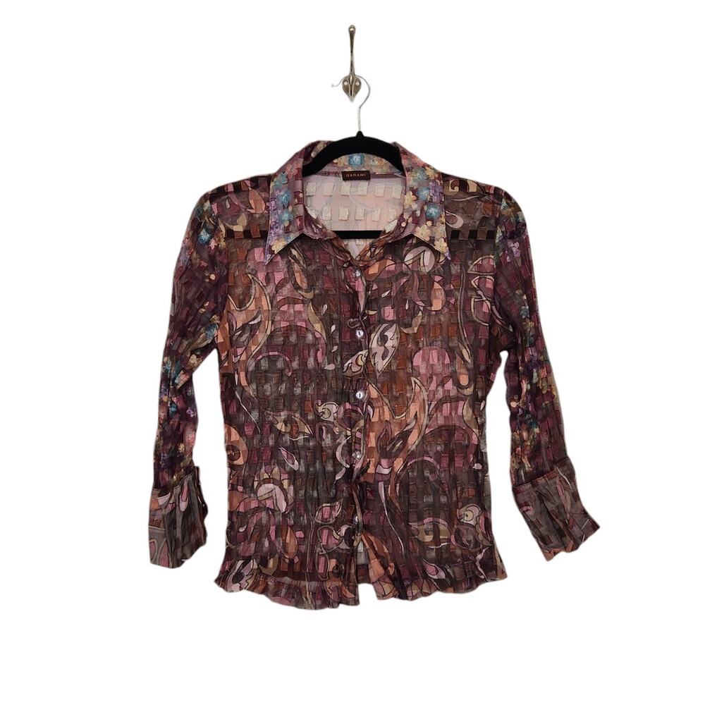 Vintage Barami Sheer 3/4 Sleeves See Through Euro Italian Vibes Button Shirt